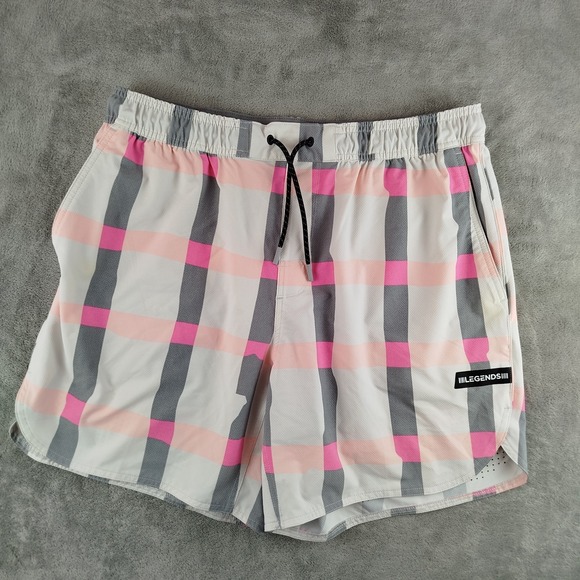 Legends Other - Legends Luka 2.0 Linerless Athletic Shorts Checkered White Pink Mens XL 7"In